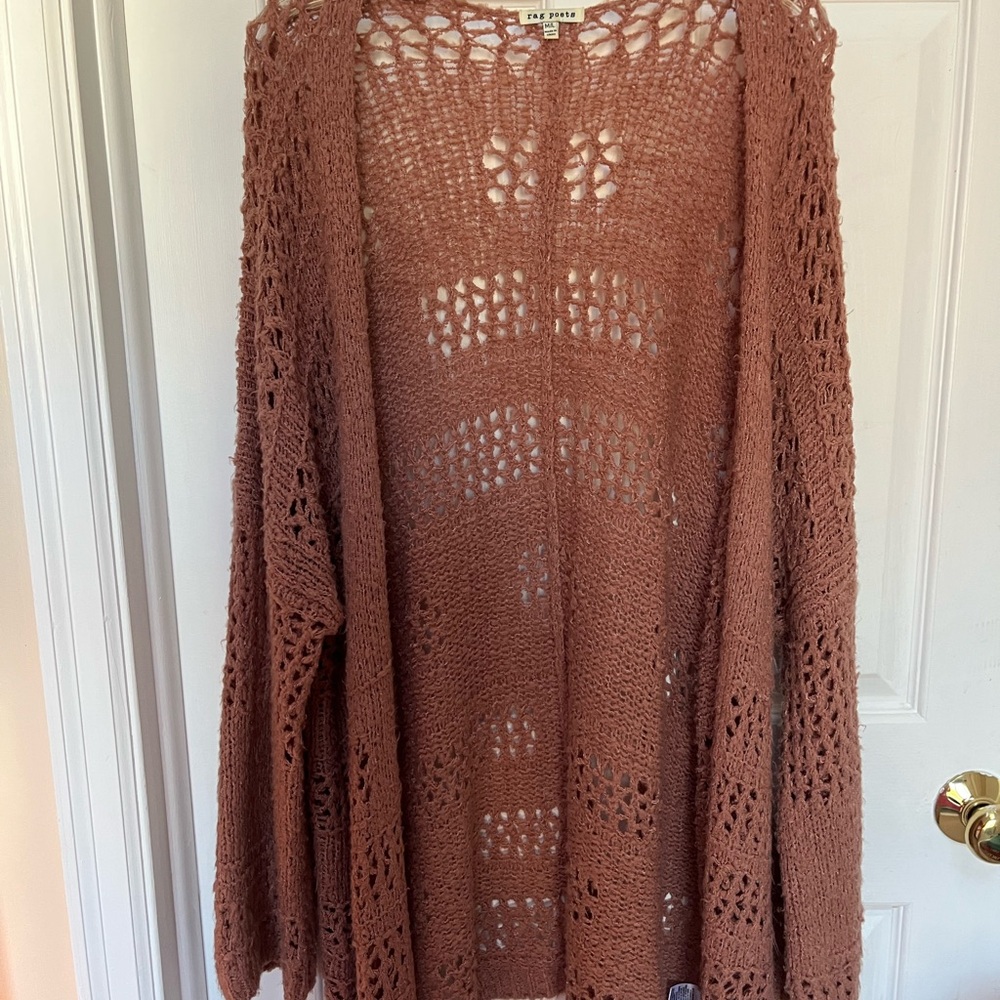 Cardigan with Open-Knit Design